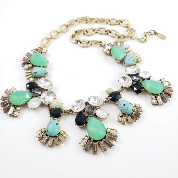 LOFT Statement Necklace Green Aqua Chatruese - Picture 1 of 12